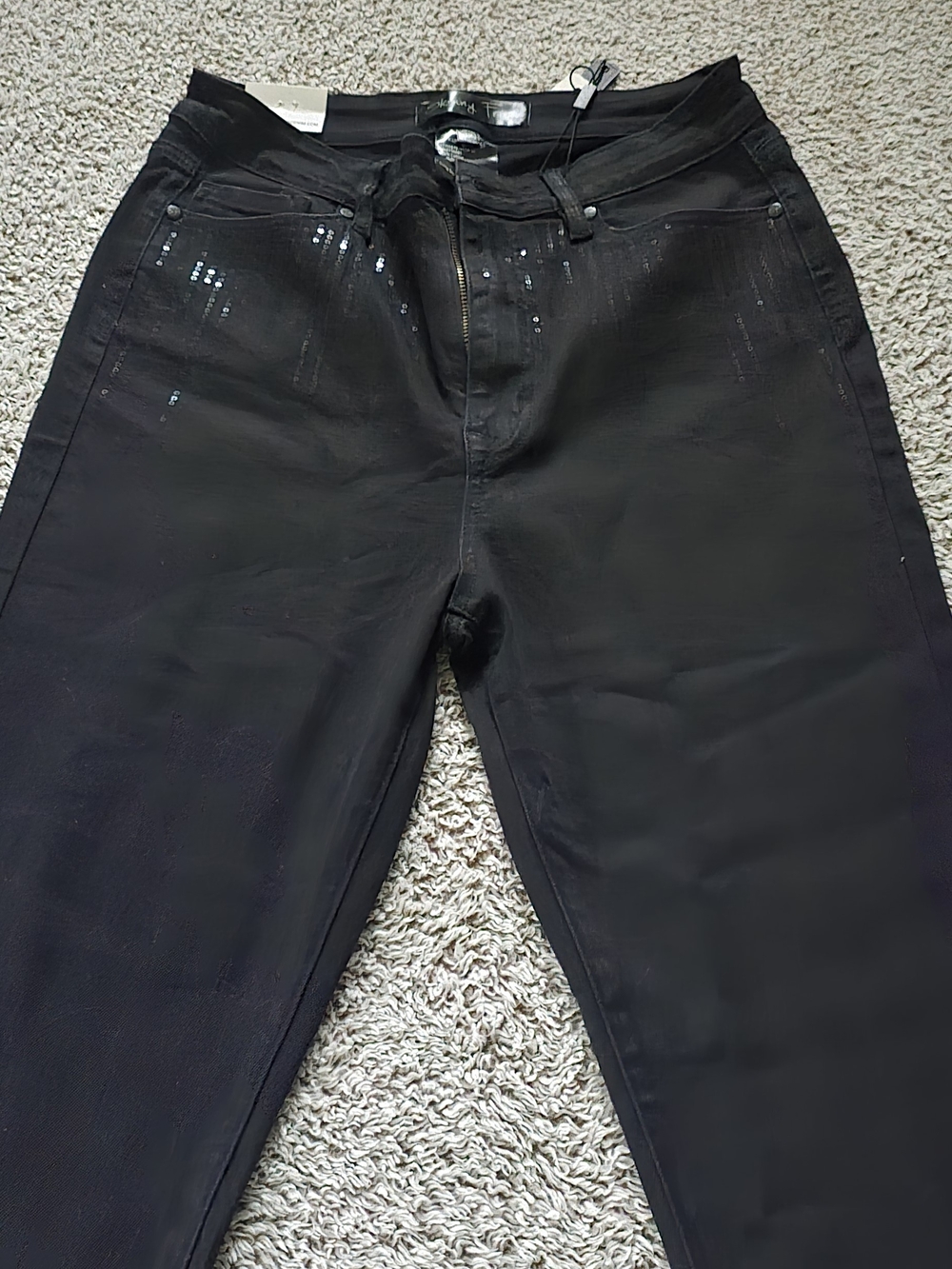 Men's Black Jeans with Subtle Sequin Detail
